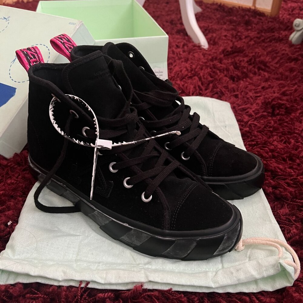 Off-White by Virgil Abloh Mid Top vulcanized black sneaker sz 42/US 8.5 - Picture 6 of 14